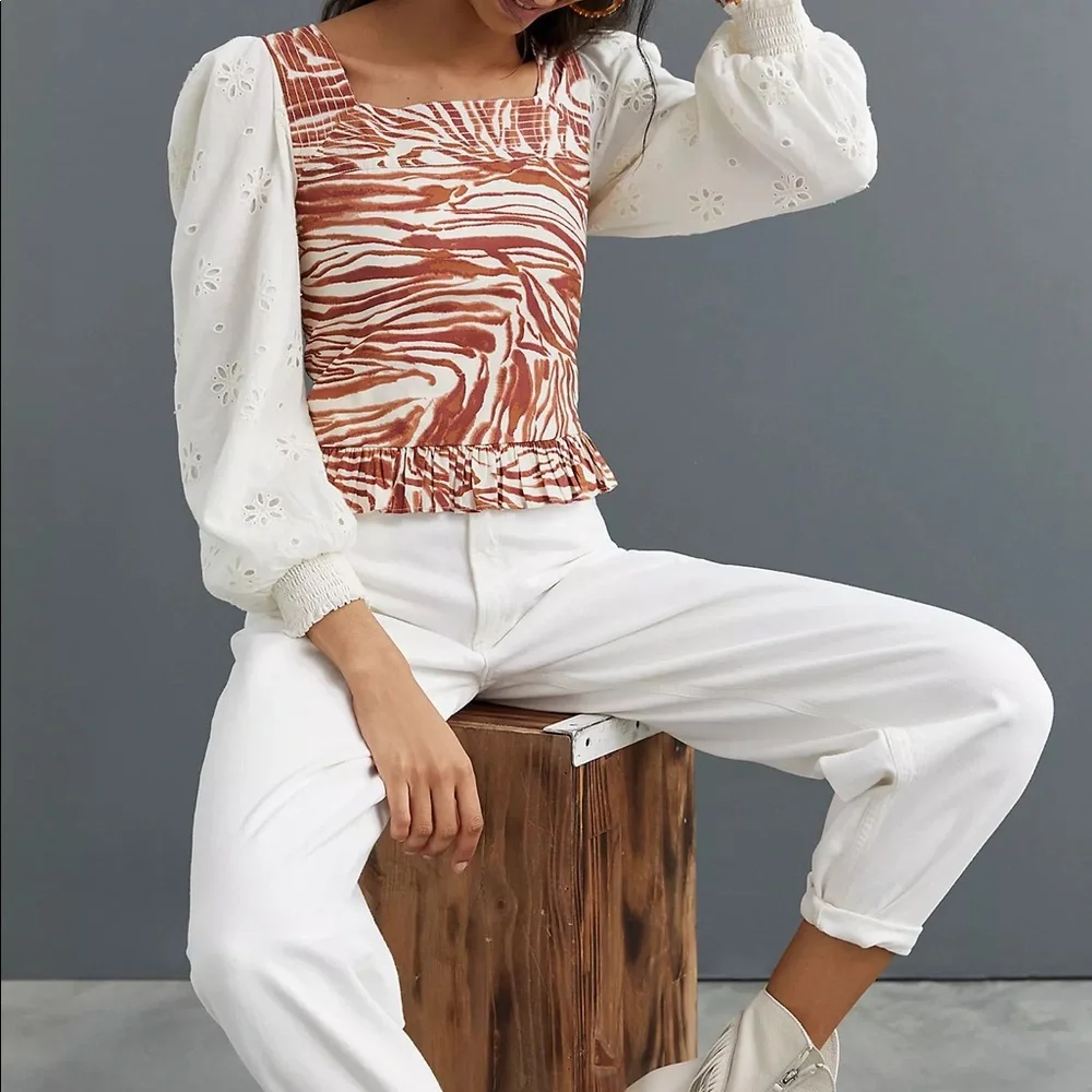 Love The Label Smocked Puff-Sleeve Blouse